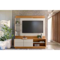 Rack Bancada c/ Painel p/ TV até 60 Pol Atlanta 2Potas 4Prateleiras e Pés 180x191cm Nature/Off White - Linea Brasil