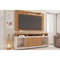 Rack Bancada c/ Painel p/ TV até 60 Pol New Oscar Rodízios 180x174cm Buriti/Off White - Caemmun Rack Bancada c/ Painel p/ TV até 60 Pol New Oscar Rodízios 180x174cm Buriti/Off White - Caemmun