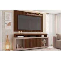 Rack Bancada c/ Painel p/ TV até 60 Pol New Oscar Rodízios 180x174cm Fendi/Havana - Caemmun Rack Bancada c/ Painel p/ TV até 60 Pol New Oscar Rodízios 180x174cm Fendi/Havana - Caemmun