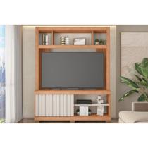 Rack Bancada c/ Painel p/ TV até 65 Pol Cinne Ripado Pés 160x203cm Freijo/Off White - Caemmun