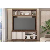 Rack Bancada c/ Painel p/ TV até 65 Pol Cinne Ripado Pés 160x203cm Nogueira San Remo/Off White - Caemmun Rack Bancada c/ Painel p/ TV até 65 Pol Cinne Ripado Pés 160x203cm Nogueira San Remo/Off White - Caemmun
