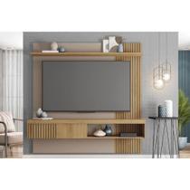 Rack Bancada c/ Painel p/ TV até 65 Pol Jade Ripada 180x183cm Buriti/Fendi - Caemmun