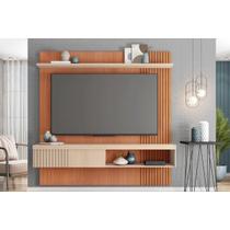 Rack Bancada c/ Painel p/ TV até 65 Pol Jade Ripada 180x183cm Freijo/Off White - Caemmun Rack Bancada c/ Painel p/ TV até 65 Pol Jade Ripada 180x183cm Freijo/Off White - Caemmun