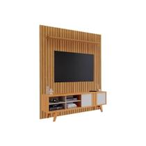 Rack Bancada c/ Painel p/ TV até 65 Pol Paraty / Maragogi Ripado 100% MDF 1 Porta 185x220cm Nature/Off White - Permóbili