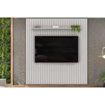 Rack Bancada c/ Painel p/ TV até 65 Pol Pratic Ripado 1 Prateleira 223x240cm Bali - DJ Móveis Rack Bancada c/ Painel p/ TV até 65 Pol Pratic Ripado 1 Prateleira 223x240cm Bali - DJ Móveis