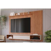 Rack Bancada c/Painel p/TV até 65 Polegadas Bahamas Ripado 215X157cm Cinamomo/Off White - Permóbili Rack Bancada c/Painel p/TV até 65 Polegadas Bahamas Ripado 215X157cm Cinamomo/Off White - Permóbili