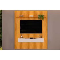 Rack Bancada c/Painel p/TV até 65 Polegadas Pratic Ripado Prateleira 183x240cm Cedro - DJ Móveis
