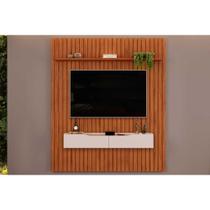 Rack Bancada c/Painel p/TV até 65 Polegadas Pratic Ripado Prateleira 183x240cm Freijo - DJ Móveis