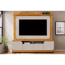 Rack Bancada c/ Painel p/ TV até 65 Polegadas Vogue Prateleira Nichos e Pés 182x183cm Cedro/Bali - DJ Móveis