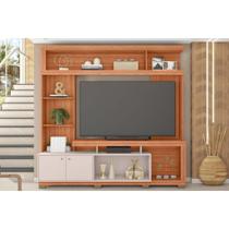 Rack Bancada c/ Painel p/ TV até 70 Pol Formosa Nicho e Pés 210x207cm Freijo/Off White - Caemmun