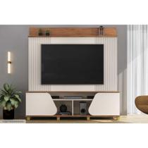 Rack Bancada c/ Painel p/ TV até 70 Pol Henry 2 Porta 182x184cm Off White/Freijó - DJ Móveis Rack Bancada c/ Painel p/ TV até 70 Pol Henry 2 Porta 182x184cm Off White/Freijó - DJ Móveis