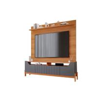 Rack Bancada c/ Painel p/ TV até 70 Pol Moema/Sotile 4 Portas e Pés 180x197cm Grafite/Nature - Permóbili Rack Bancada c/ Painel p/ TV até 70 Pol Moema/Sotile 4 Portas e Pés 180x197cm Grafite/Nature - Permóbili