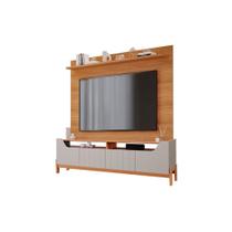 Rack Bancada c/ Painel p/ TV até 70 Pol Moema/Sotile 4 Portas e Pés 180x197cm Off White/Nature - Permóbili