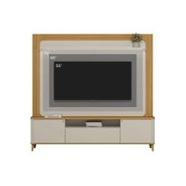 Rack Bancada c/ Painel p/ TV até 70 Pol Munique 3 Portas 2 Prateleiras e LED 190x200cm Tauari/Off White Fosco - Linea Brasil