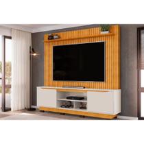 Rack Bancada c/ Painel p/ TV até 70 Polegadas Enzo Prateleira Nichos e Pés 200x188cm Cedro/Bali - DJ Móveis