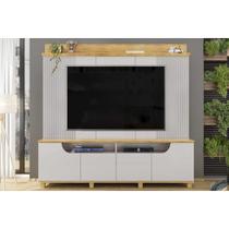 Rack Bancada c/ Painel p/ TV até 75 Pol Gama 4 Porta 199x188cm Bali/Cedro - DJ Móveis
