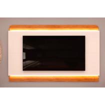 Rack Bancada c/ Painel p/ TV até 75 Polegadas Nadine Led 219x136cm Off White/Freijó - DJ Móveis
