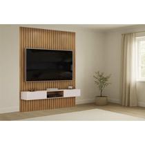 Rack Bancada c/ Painel p/ TV Trento 183x240cm Freijo/Off White - DJ Móveis Rack Bancada c/ Painel p/ TV Trento 183x240cm Freijo/Off White - DJ Móveis