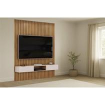 Rack Bancada c/ Painel p/ TV Trento 183x240cm Freijo/Off White - DJ Móveis