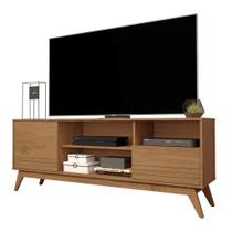 RACK BANCADA CAIRO 1.60m PARA TV ATÉ 60'' pol PÉS RETRO 2 PORTAS COR FREIJÓ AMADEIRADO RÚSTICO