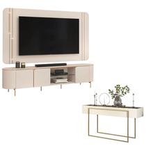 Rack Bancada com Painel Ariana e Aparador para Sala Suri Off White DJ Móveis Rack Bancada com Painel Ariana e Aparador para Sala Suri Off White DJ Móveis