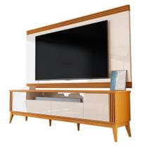 Rack Bancada com Painel Detalhe Ripado Vetro Para TV Até 75 Polegadas 2,18m Madeirado/Off White