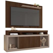 Rack Bancada Com Painel Para TV 65 Pol. Ripado Krome C01 Fendi/Havana - Mpozenato Rack Bancada Com Painel Para TV 65 Pol. Ripado Krome C01 Fendi/Havana - Mpozenato