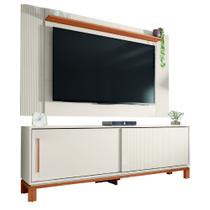 Rack Bancada Com Painel Para TV até 65 Polegadas 1,80m Ripado Impressão 3D 2 Portas Dubai Madeirado