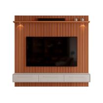 Rack Bancada Com Painel Para Tv De Até 75 Com Led Bel Jequitibá Ripado 3d-off White