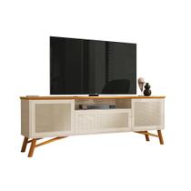 Rack Bancada DA Modelo Retrô 2 Portas Cor Off White / Cedro