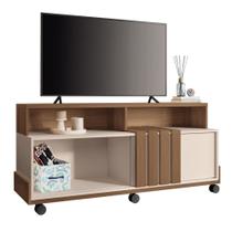 Rack Bancada de TV 50 Pol 136cm Analu H01 Castanho/Off White - Mpozenato