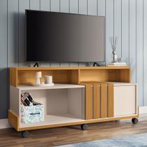 Rack Bancada de TV 50 Pol 136cm Graci Cinamomo/Off White - HB Móveis Rack Bancada de TV 50 Pol 136cm Graci Cinamomo/Off White - HB Móveis