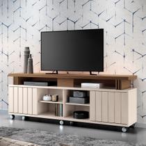 Rack Bancada de TV 70 Pol 180cm Briz Castanho/Off White - HB Móveis
