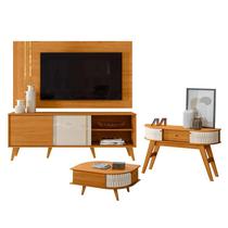 Rack Bancada e Painel para TV Cronos com Aparador Estoril e Mesa de Centro Indianápolis Cinamomo Off White Madetec Rack Bancada e Painel para TV Cronos com Aparador Estoril e Mesa de Centro Indianápolis Cinamomo Off White Madetec