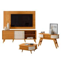 Rack Bancada e Painel para TV Cronos com Aparador Estoril e Mesa de Centro Indianápolis Cinamomo Off White Madetec Rack Bancada e Painel para TV Cronos com Aparador Estoril e Mesa de Centro Indianápolis Cinamomo Off White Madetec