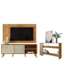 Rack Bancada E Painel Para TV Cronos com Aparador Frizz Cumaru Opala - Madetec