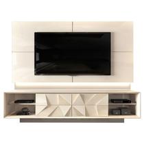 Rack Bancada e Painel para TV Domani Form 3D Off White DJ Móveis