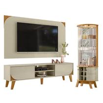 Rack Bancada E Painel Para TV Duna com Cristaleira Marina Cumaru Opala- Madetec