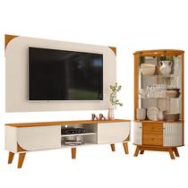 Rack Bancada E Painel Para TV Duna com Cristaleira Moss Cinamomo Off White - Madetec