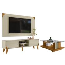 Rack Bancada E Painel Para TV Duna com Mesa de Centro Frizz Cumaru Opala - Madetec