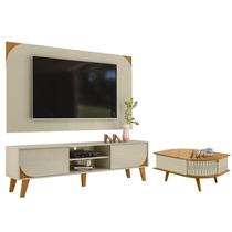 Rack Bancada E Painel Para TV Duna com Mesa de Centro Indianápolis Cumaru Opala- Madetec Rack Bancada E Painel Para TV Duna com Mesa de Centro Indianápolis Cumaru Opala- Madetec