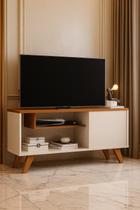 Rack Bancada Eitor 1 porta e nicho Pés palito Off white / Nature - Comprar Moveis em casa