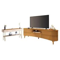 Rack Bancada Elara Cinamomo com Aparador Vivant Off White Cinamomo - HB Móveis