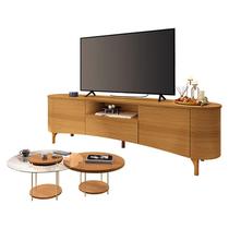 Rack Bancada Elara Cinamomo com Kit Mesa De Centro Sky Cinamomo - HB Móveis