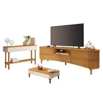 Rack Bancada Elara Cinamomo Com Mesa De Centro Liz E Aparador Fiero Off White Cinamomo - Hb Móveis Rack Bancada Elara Cinamomo Com Mesa De Centro Liz E Aparador Fiero Off White Cinamomo - Hb Móveis
