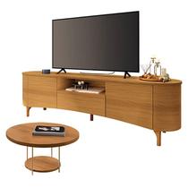 Rack Bancada Elara Cinamomo com Mesa De Centro Sky Cinamomo - HB Móveis Rack Bancada Elara Cinamomo com Mesa De Centro Sky Cinamomo - HB Móveis