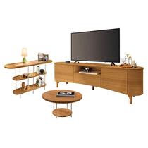 Rack Bancada Elara Cinamomo com Mesa de Centro Sky e Aparador Infinity Cinamomo - HB Móveis Rack Bancada Elara Cinamomo com Mesa de Centro Sky e Aparador Infinity Cinamomo - HB Móveis