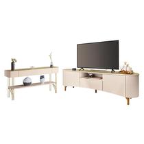 Rack Bancada Elara com Aparador Vivant Off White Champanhe - HB Móveis Rack Bancada Elara com Aparador Vivant Off White Champanhe - HB Móveis