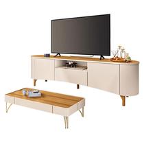 Rack Bancada Elara com Mesa de Centro Cadenza Off White Cinamomo - HB Móveis Rack Bancada Elara com Mesa de Centro Cadenza Off White Cinamomo - HB Móveis