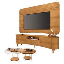 Rack Bancada Elara E Painel Armony Cinamomo Com Kit Mesa De Centro Sky Cinamomo - Hb Móveis